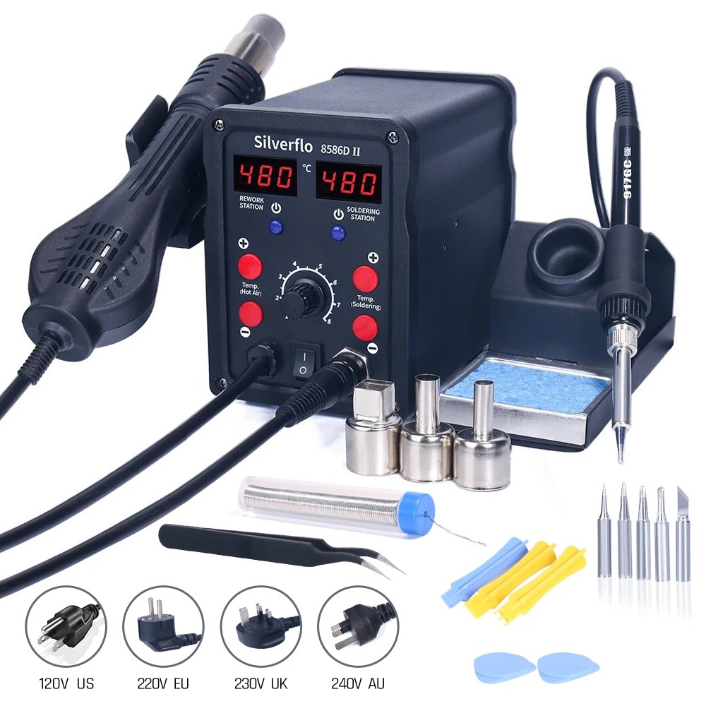 T12 Soldering Station Oled - Silverflo 8586D สถานีบัดกรี 2 IN 1