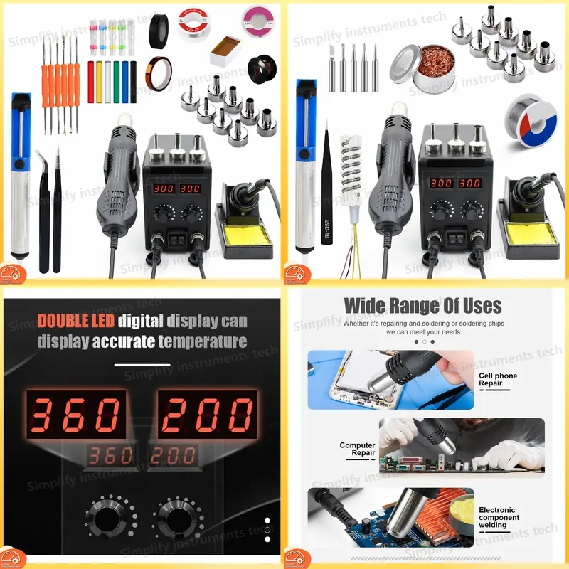 2 In 1 Soldering Rework Station 750W - สถานีบัดกรี 8586D 2 in 1 750W