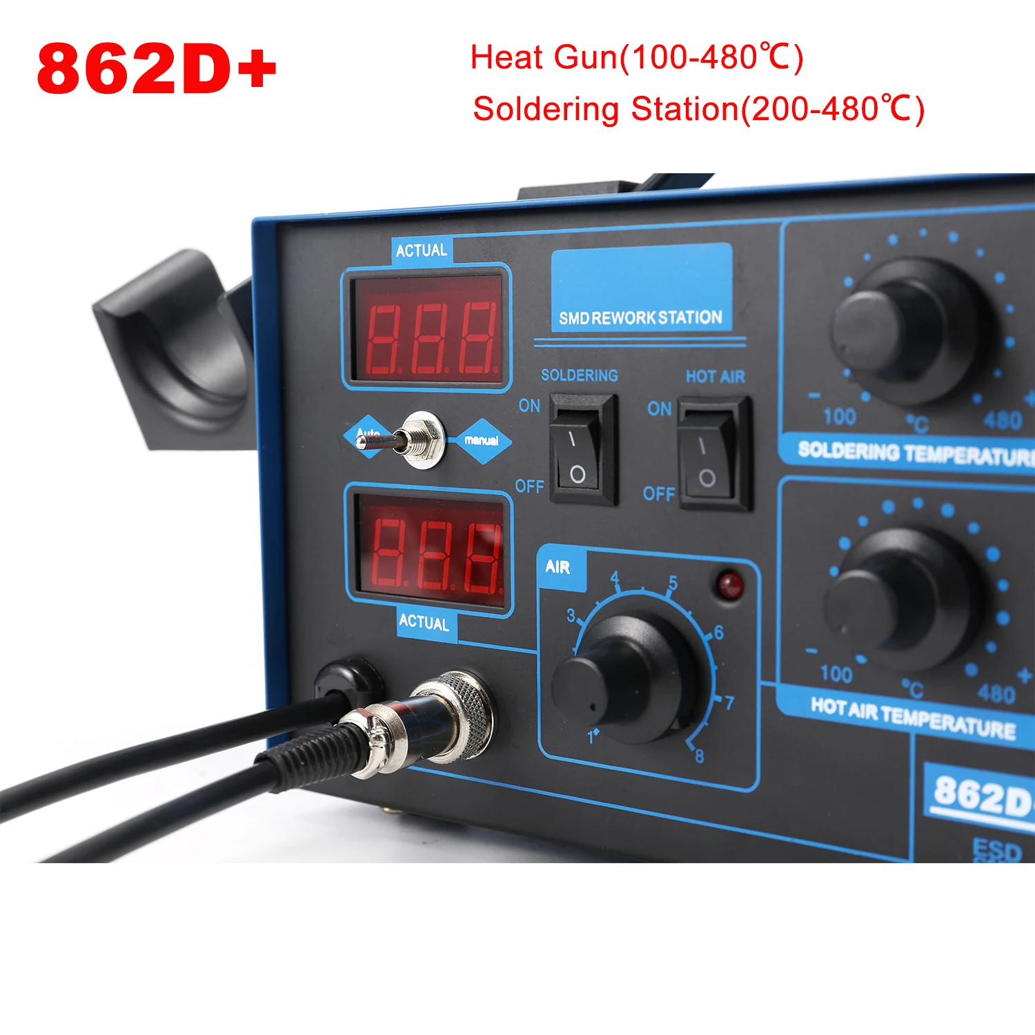 สถานีบัดกรี 862D+ 2 in 1 สถานี - 2 In 1 Soldering Rework Station 750W บทวิจารณ์และราคา