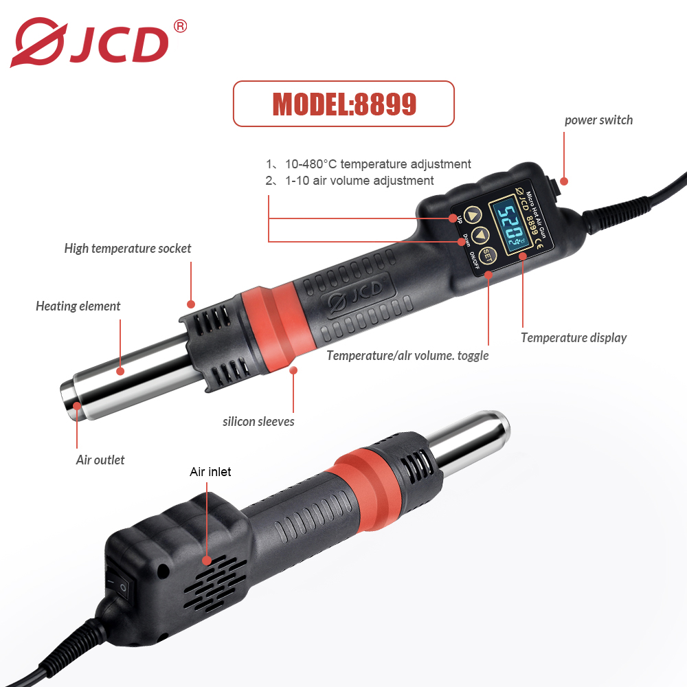 JCD 8899 2 in 1 สถานีบัดกรี 75 - 2 In 1 Soldering Rework Station 750W บทวิจารณ์และราคา